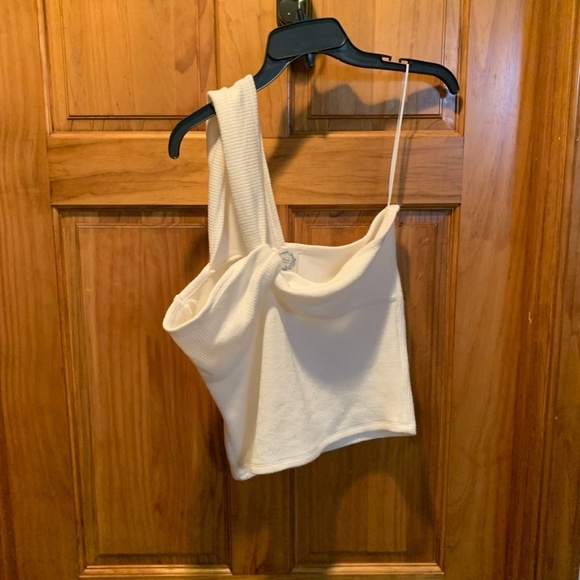 Blue Rain One Shoulder Knit Top White Large NWT - Picture 2 of 6